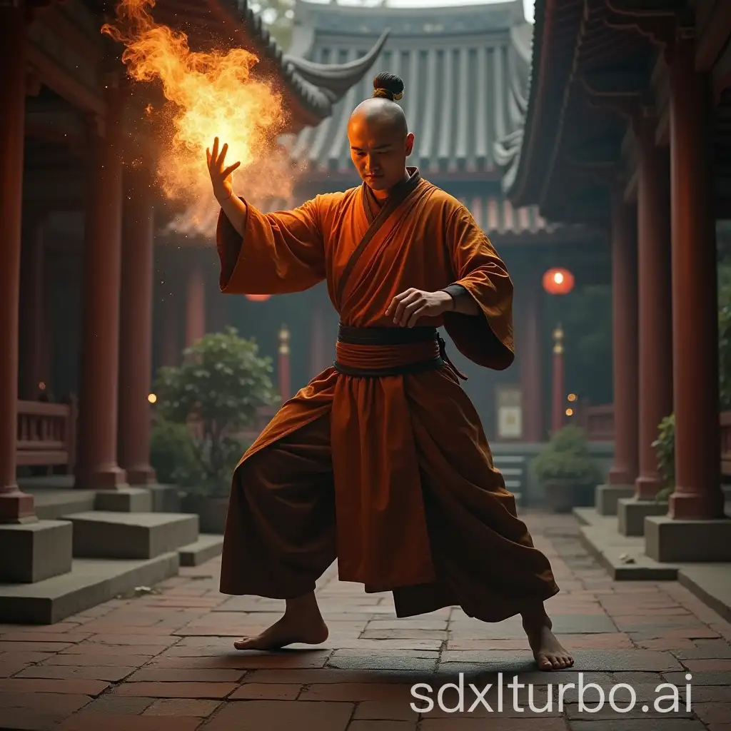 Asian-Monk-Mage-Casting-Magic-in-Asian-Temple-Battle-Pose