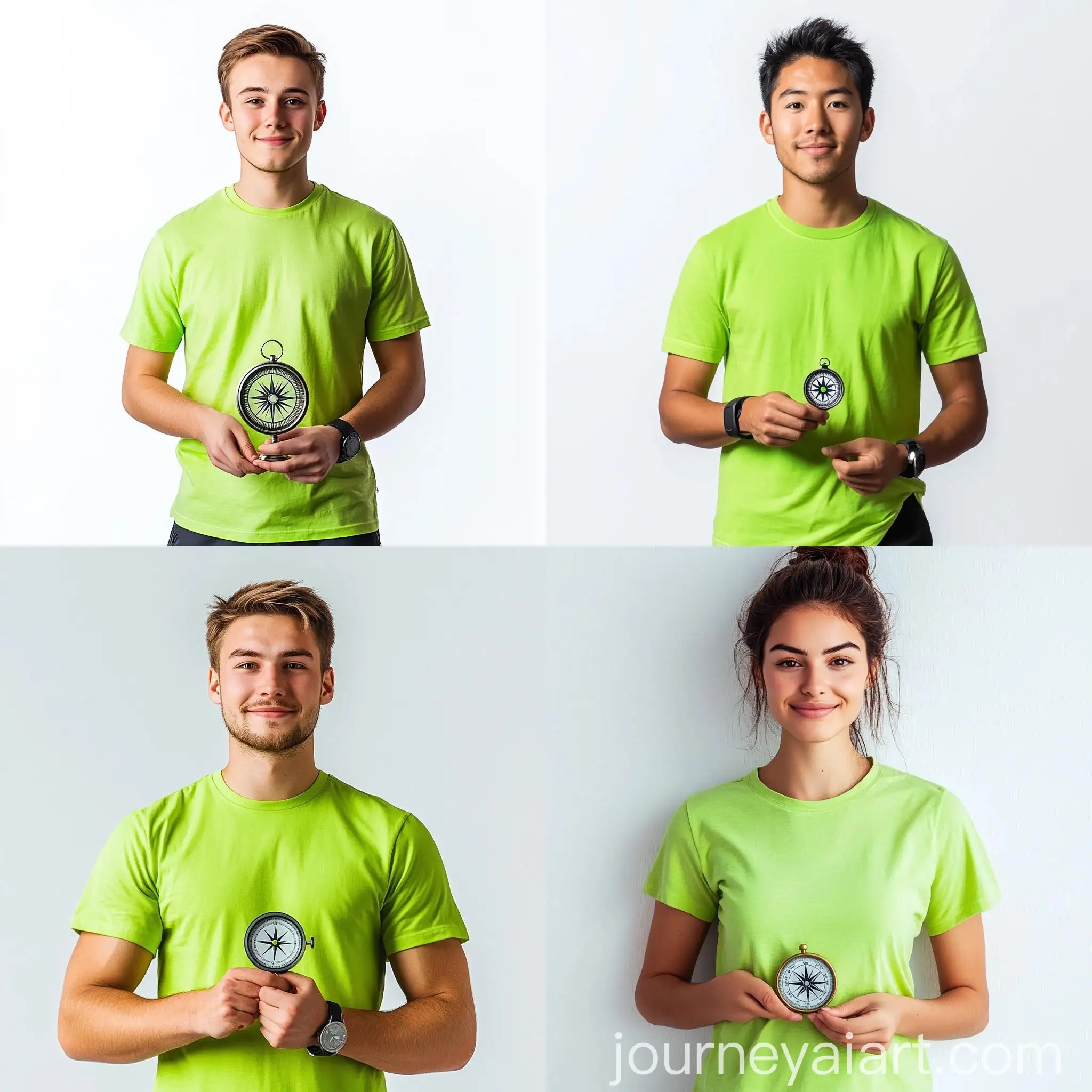 Confident-Technical-Support-Employee-Holding-Compass-in-Lime-Green-TShirt