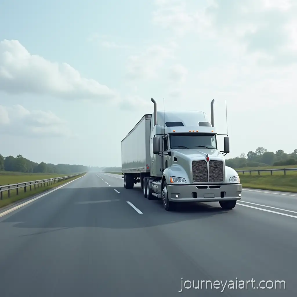 Realistic-Modern-American-SemiTruck-Driving-on-Highway-with-Overlay-Space-for-Weather-Forecast