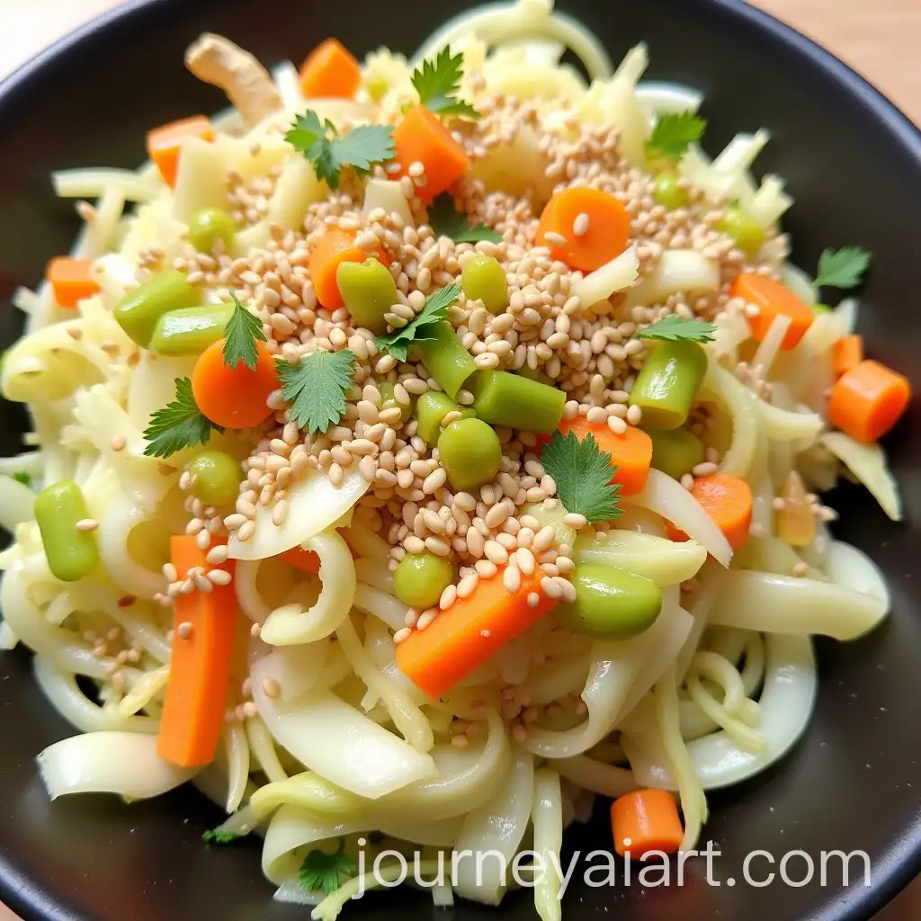 Cabbage-Salad-with-Sesame-Seeds-Carrots-Onions-Ginger-and-Olive-Oil