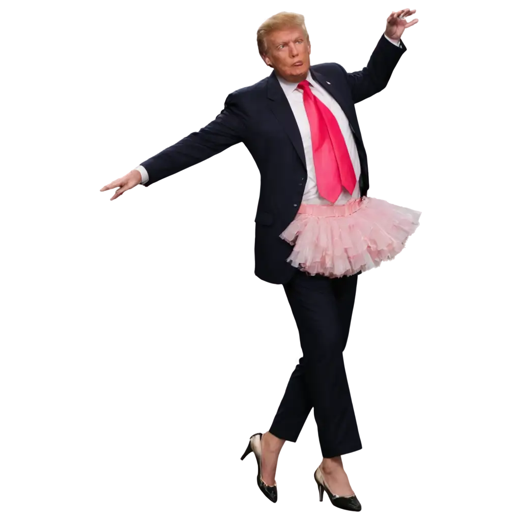 Donald-Trump-Dancing-Ballet-with-Pink-Butterfly-Ballet-Dress-PNG-Image