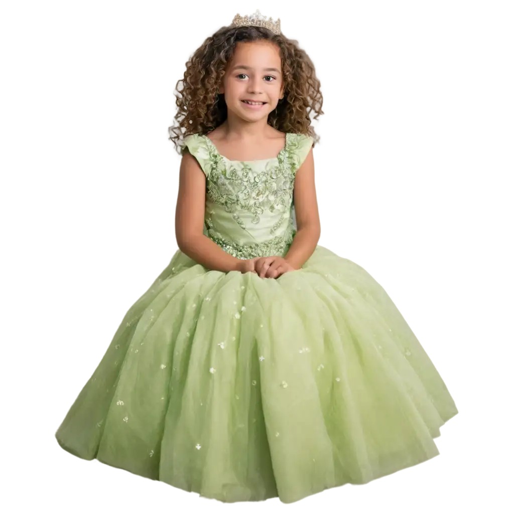 7YearOld-Girl-with-Curly-Hair-in-a-Beautiful-Ball-Gown-PNG-Image-for-Various-Applications