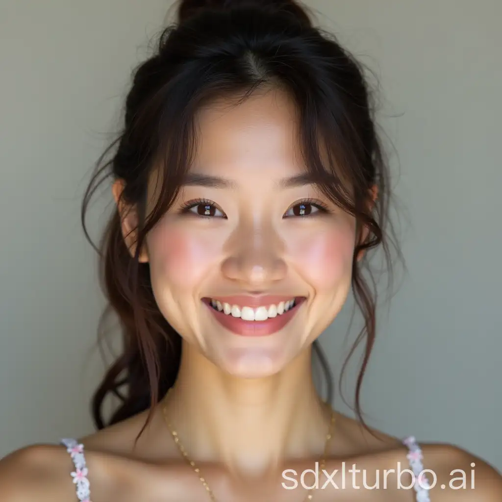 Cute Asian woman smiling 20 years old