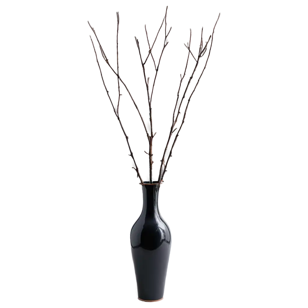 Dark-Gray-Dry-BranchPNG-Image-Usage-Scenarioses-in-a-Tall-Black-Decaying-Vase-PNG-for-Stunning-Visual-Impact