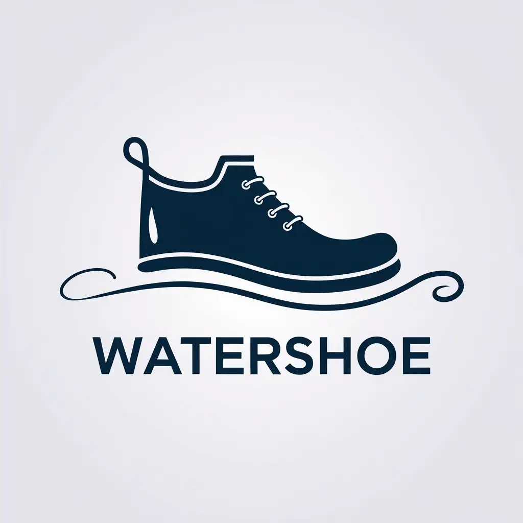 a vector logo design,with the text "watershoe", main symbol:rubber shoes,Minimalistic,clear background