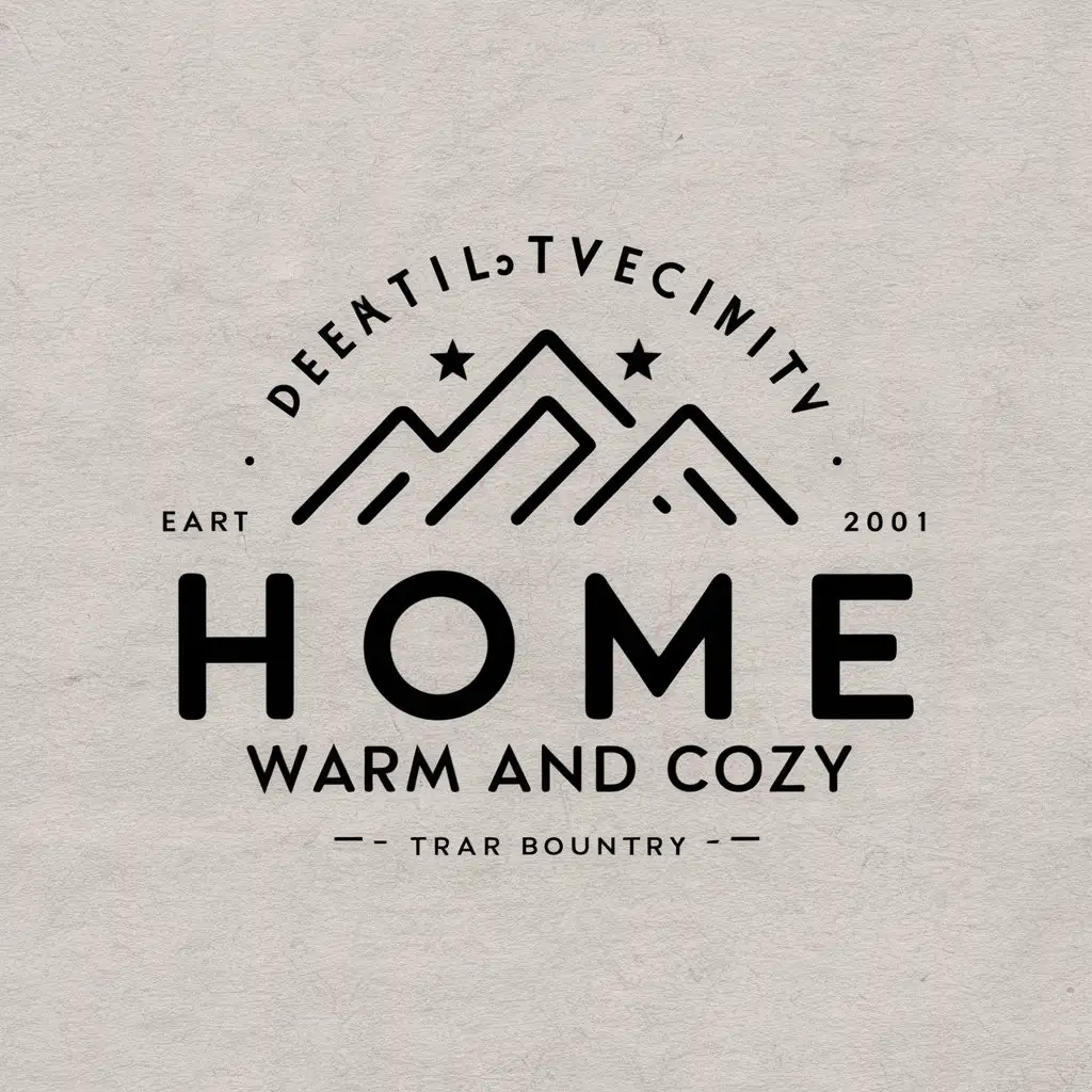 a vector logo design,with the text "Home warm and cozy", main symbol:Mountain,Moderate,be used in Travel industry,clear background