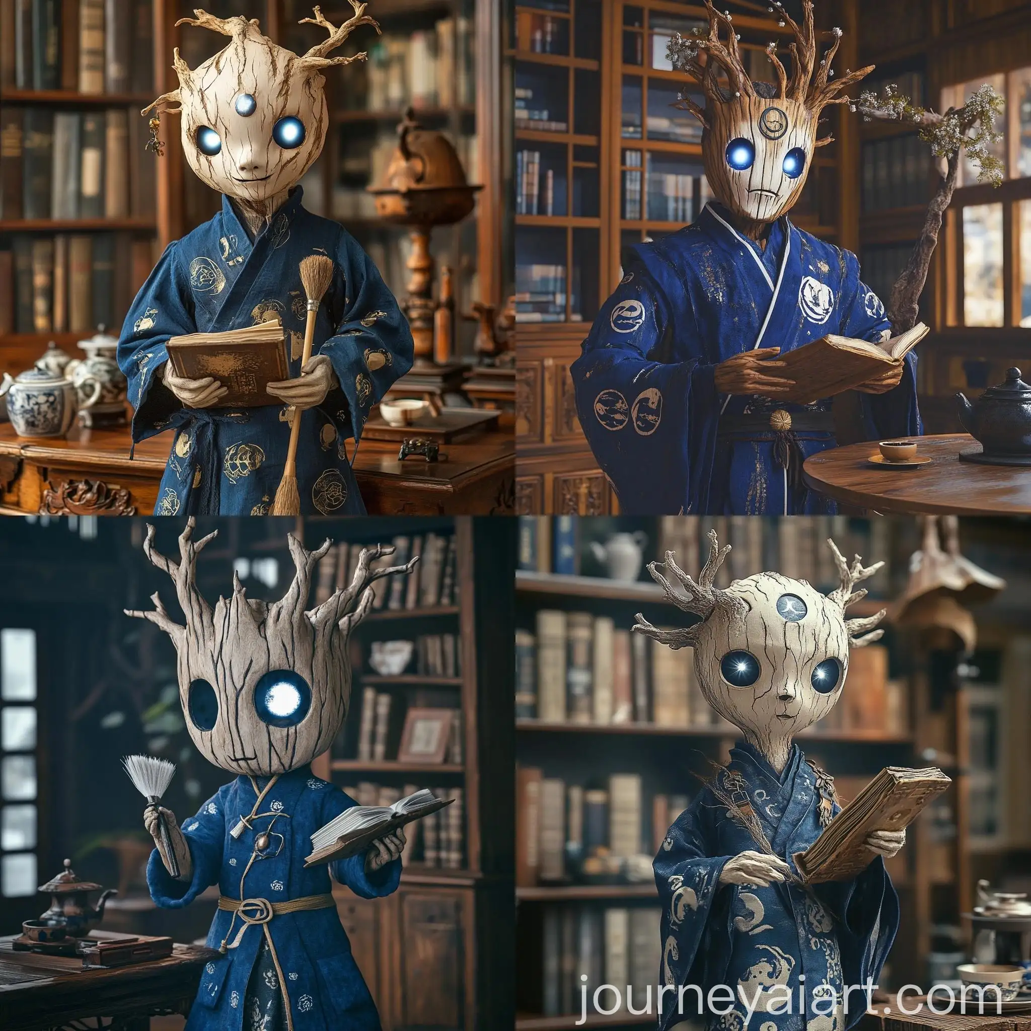 Wooden-Puppet-Master-Practicing-Kung-Fu-and-Arcane-Magic-in-Lunarthemed-Attire