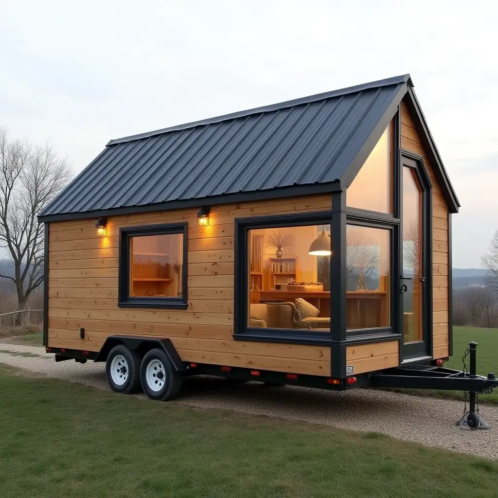 Sleek-Portable-Tiny-House-with-Wooden-and-Black-Metal-Exterior