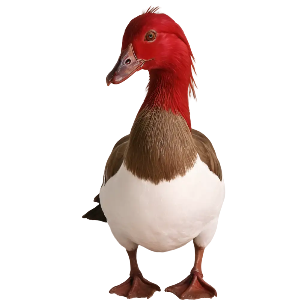 Vibrant-Red-Duck-Near-Majestic-Golden-Goose-PNG-Image