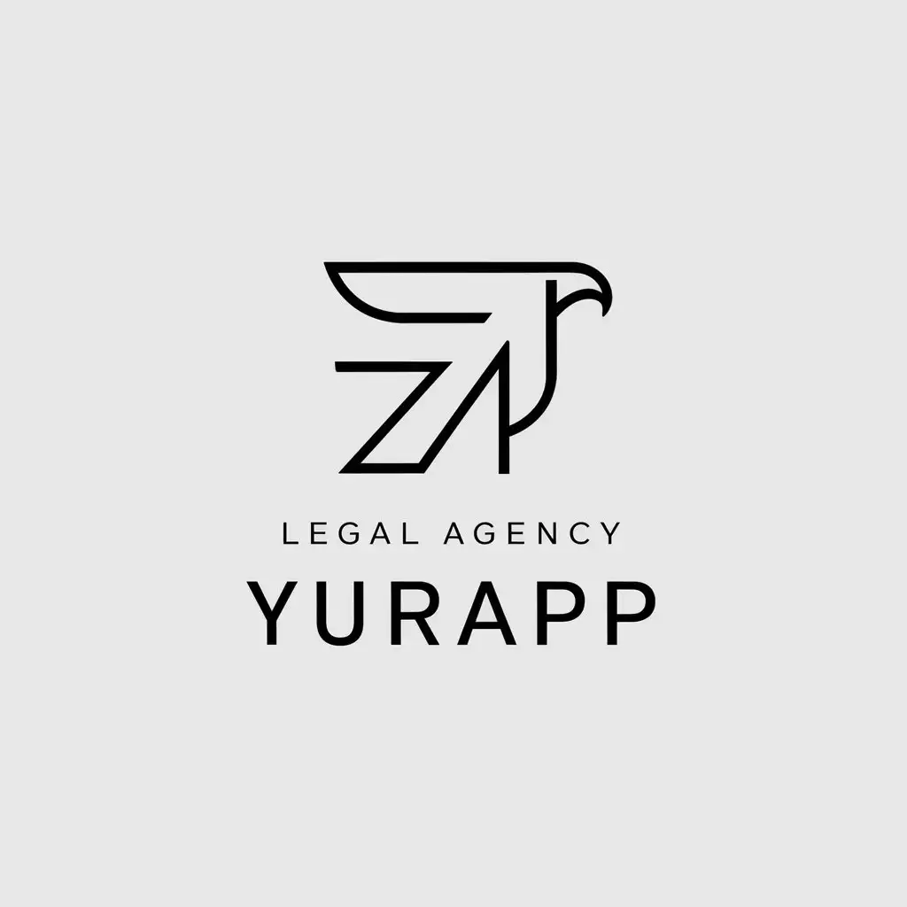 LOGO-Design-for-Legal-Agency-YURAPP-Falcon-Symbol-in-Minimalistic-Style-for-Legal-Industry