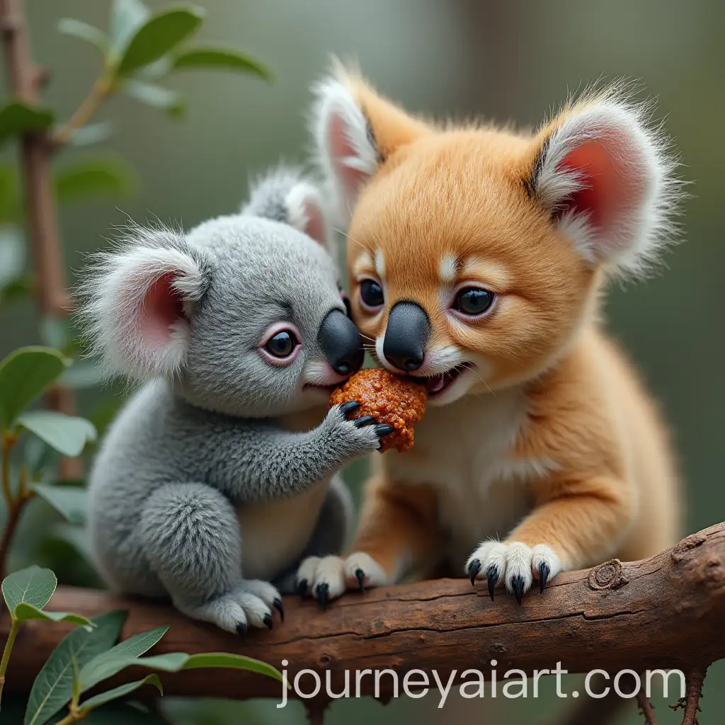 Cat-and-Koala-Sharing-a-Meal-Together-in-a-Natural-Setting