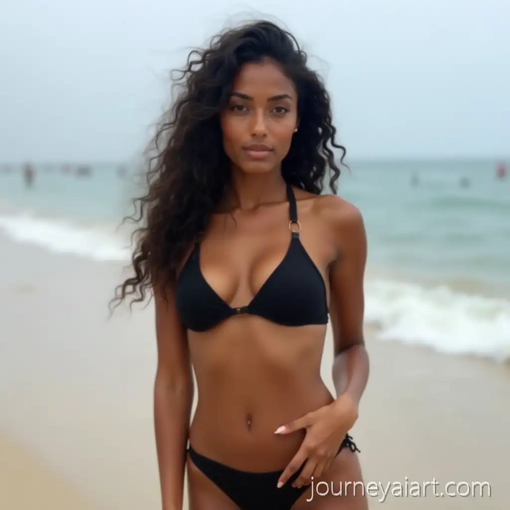 RealisticAI-Image-Prompt-Expansion-Portrait-of-a-Beautiful-29YearOld-Woman-in-Black-Bikini-on-Los-Angeles-Beach