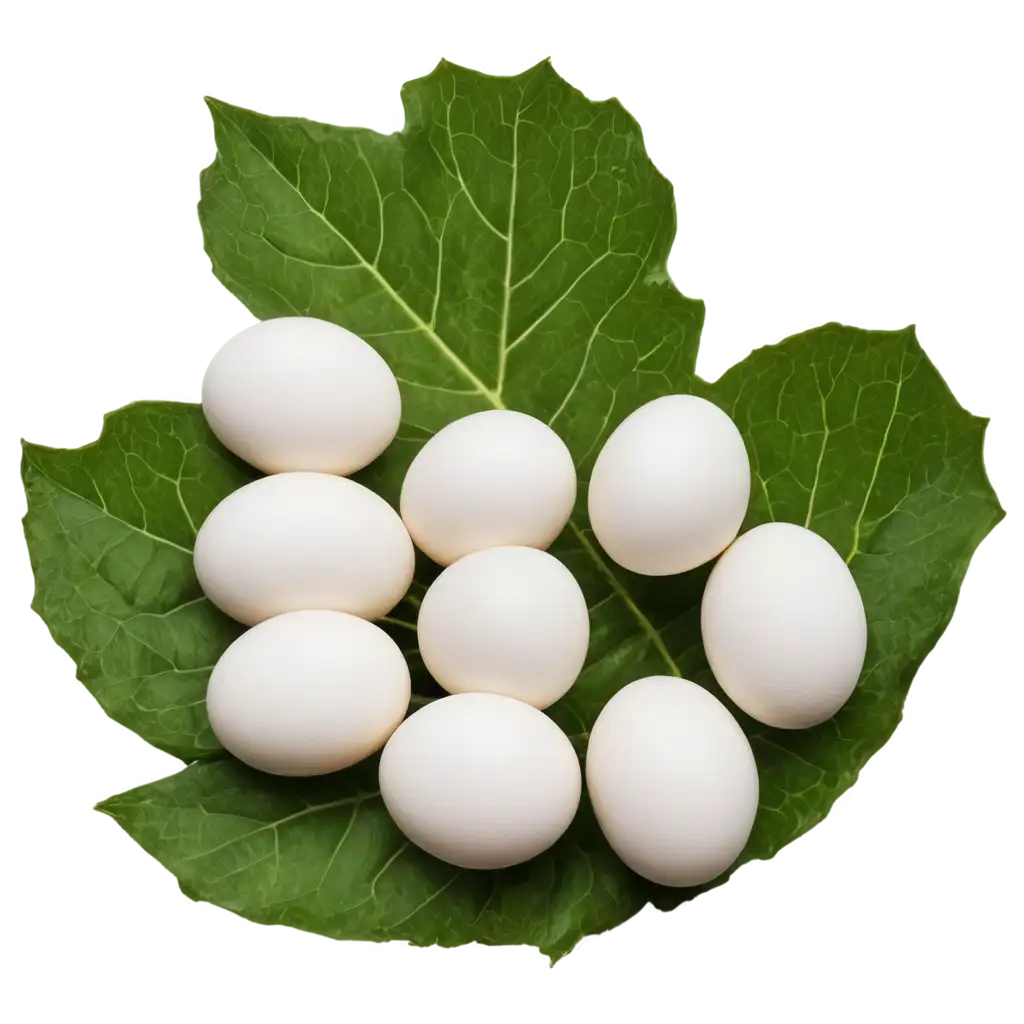 White-Boiled-Eggs-on-Green-Leaves-PNG-Image-for-HighQuality-Visuals