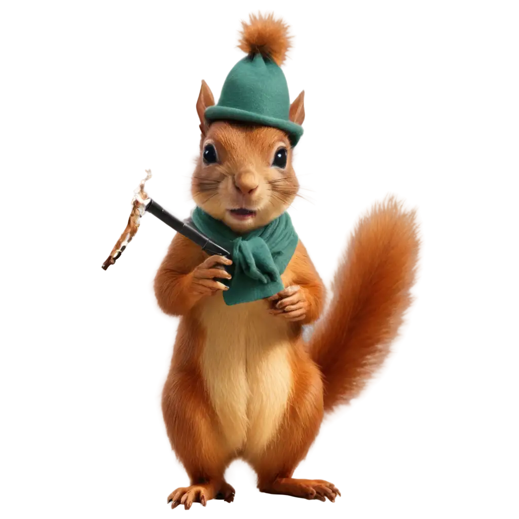 Charming-Squirrel-with-a-Hat-and-Pipe-PNG-Image-for-Creative-Projects