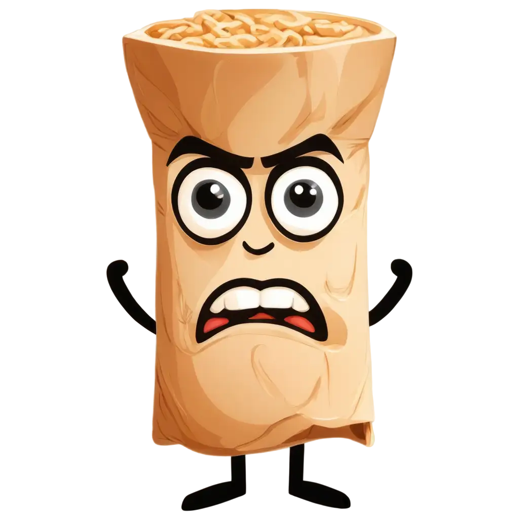 Angry-Spring-Roll-PNG-2D-Caricature-with-Eyes-Mouth-and-Arms