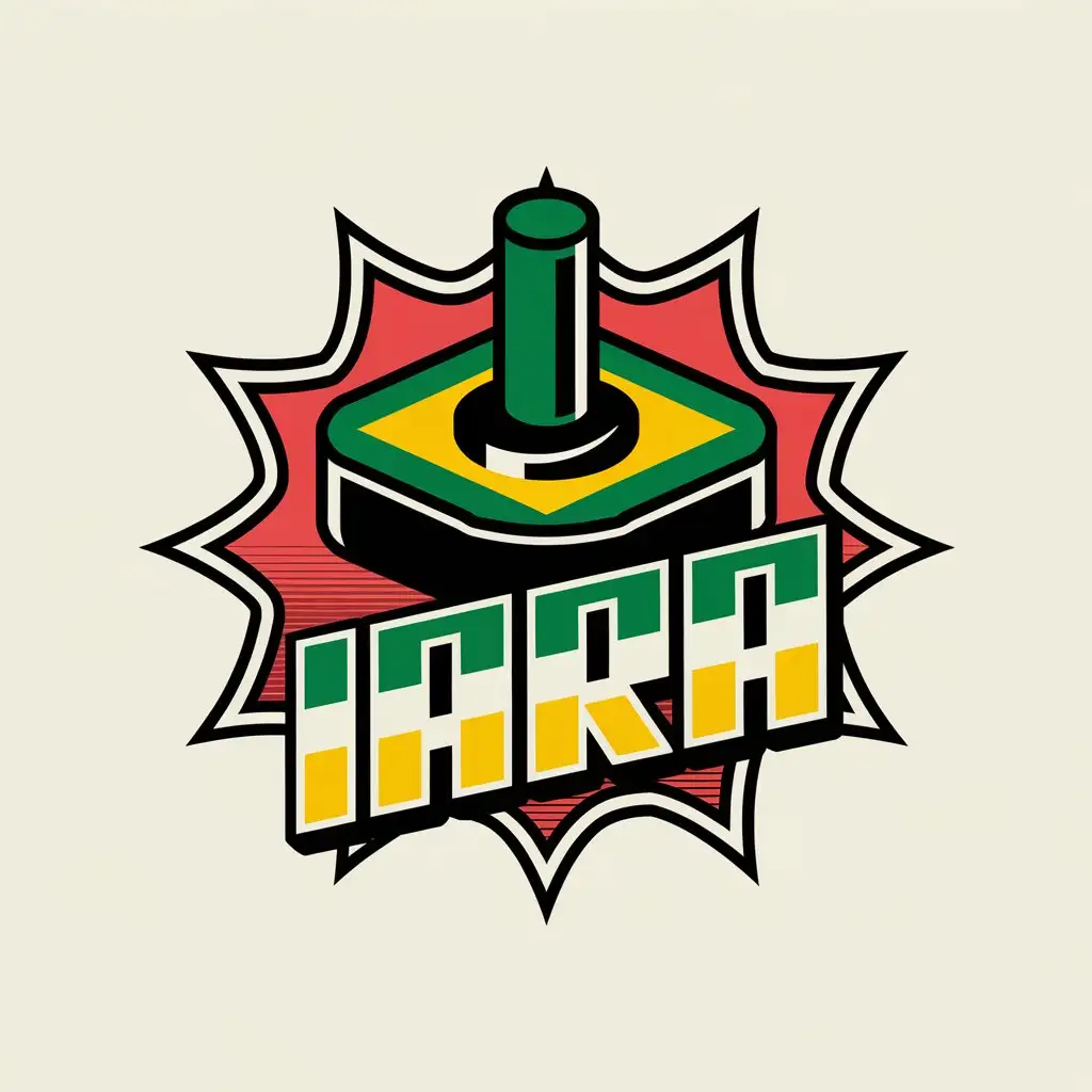 LOGO Design for iara Joystick with Brazilian Flag Colors in Retro Style for Technology Industry