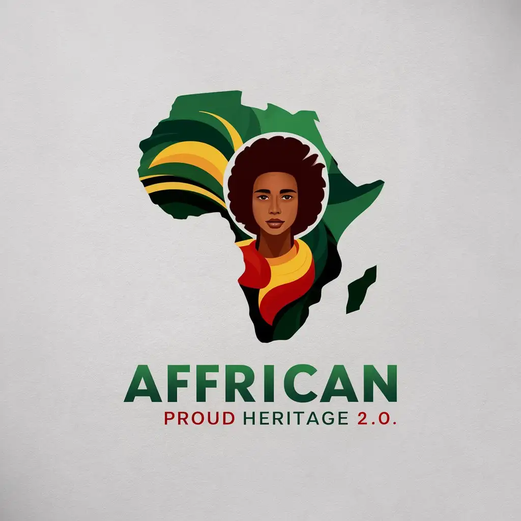 LOGO Design for African Proud Heritage 20 Afrocentric Lion Head Map with Green Yellow and Red Colors