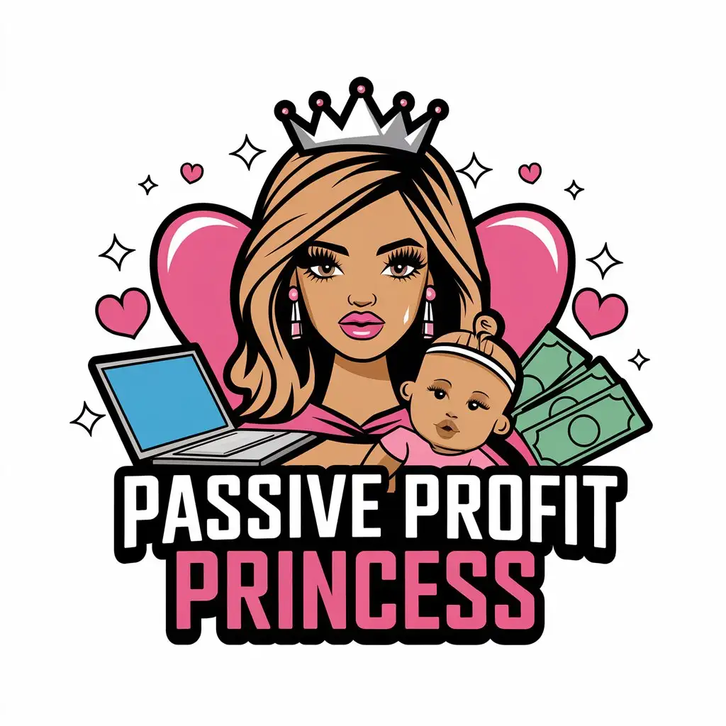 LOGO Design for Passive Profit Princess Hot Pink with Superhero Theme