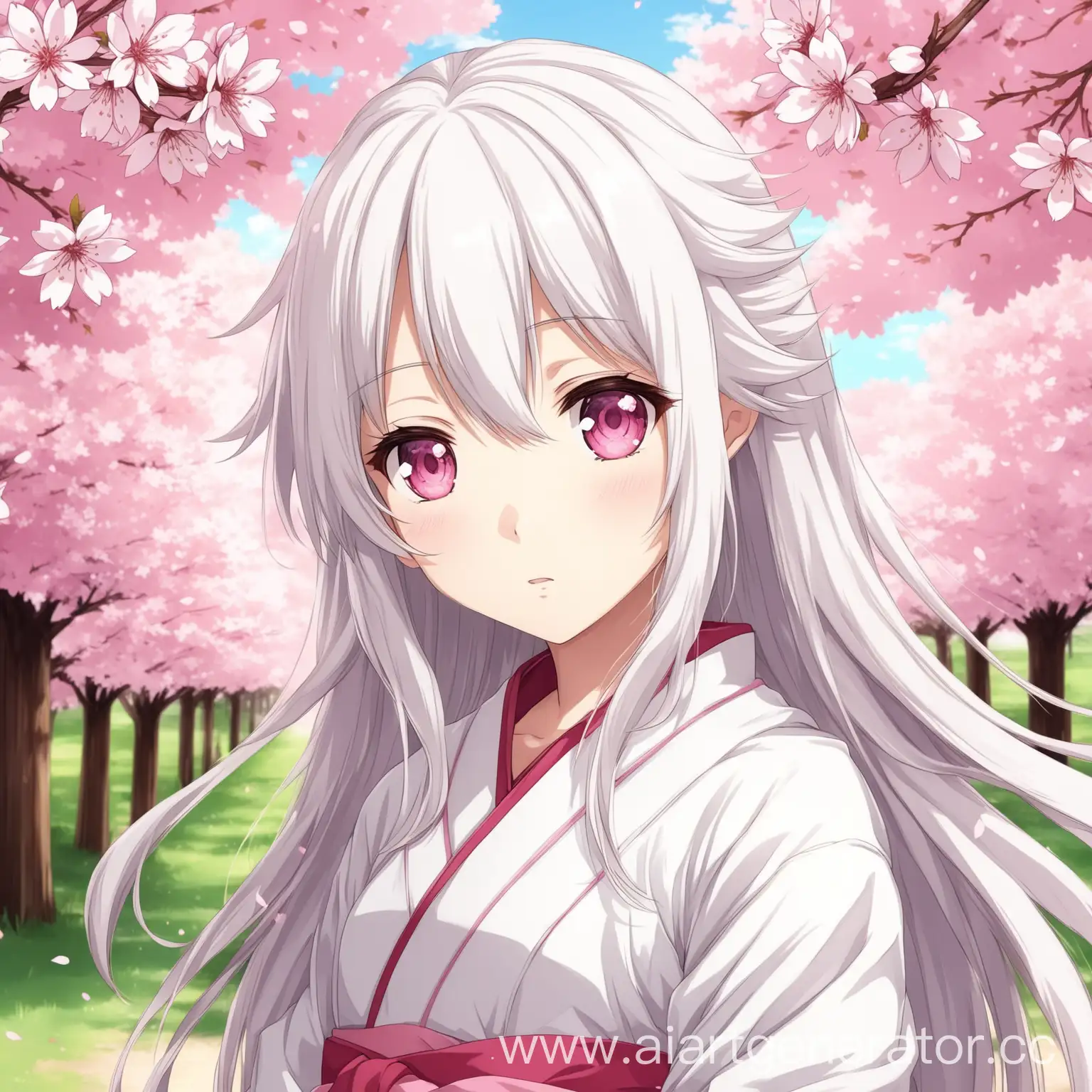 anime girls sakura white hairs