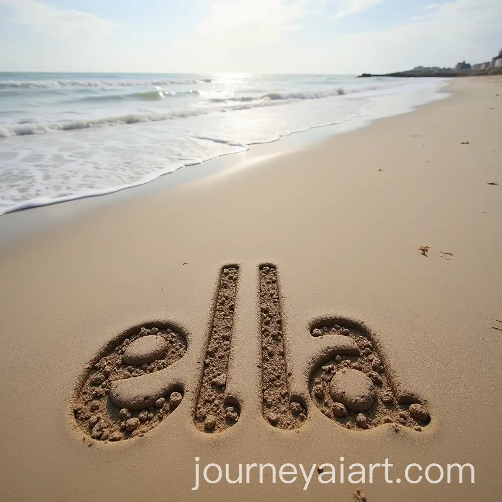 The-Name-Ella-Written-in-Sand-at-the-Beach-Captured-from-Phone-Camera