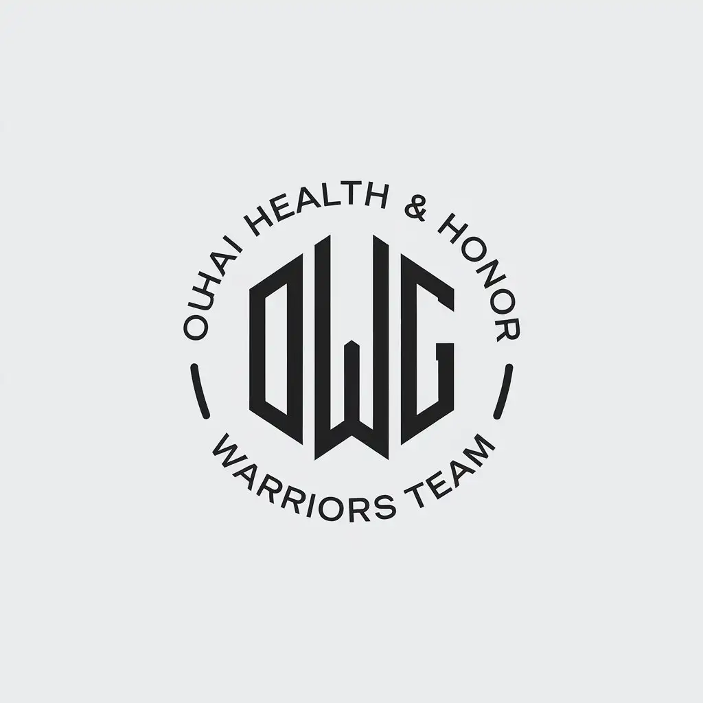 a vector logo design,with the text "Ouhai Health & Honor Warriors Team", main symbol:OWG,Minimalistic,be used in Entertainment industry,clear background