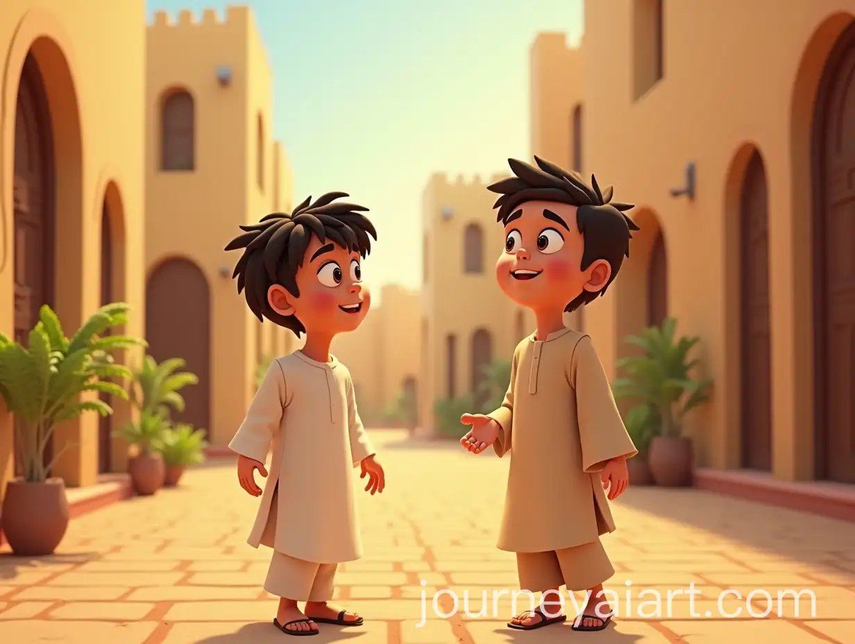 Two-Young-Muslim-Brothers-Exploring-Medinas-Residential-Area