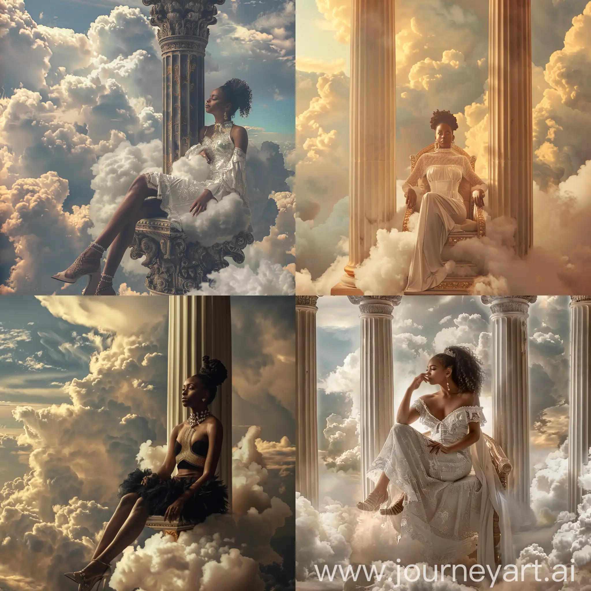 African-American-Woman-with-Throne-on-Cloudy-Pillar