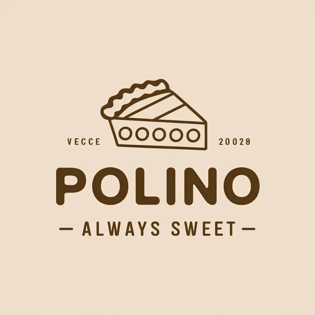 a vector logo design,with the text "Polino - always sweet", main symbol:piece of pie,Moderate,be used in bakery industry,clear background