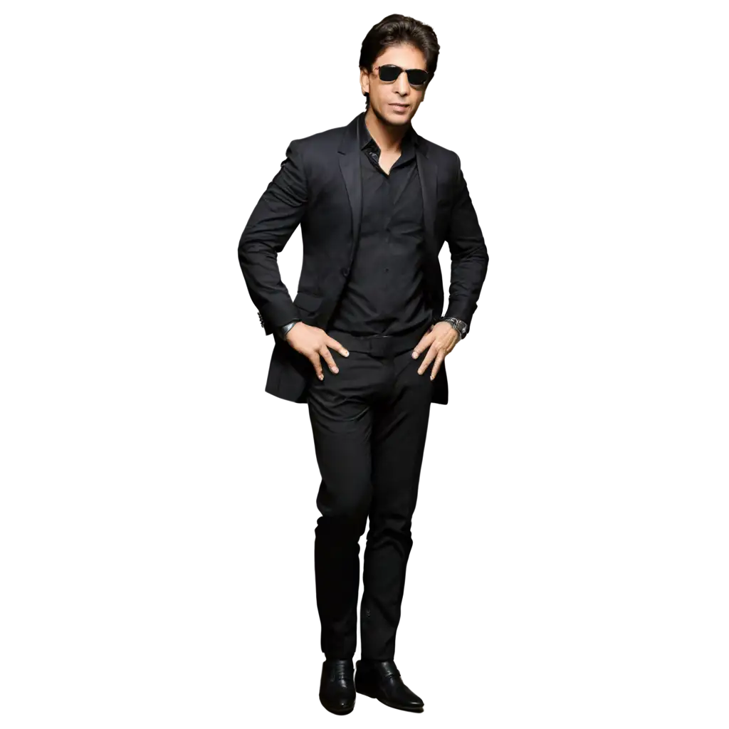 Shahrukh-Khan-in-Black-Outfit-PNG-Image-for-HighQuality-Designs-and-Graphics