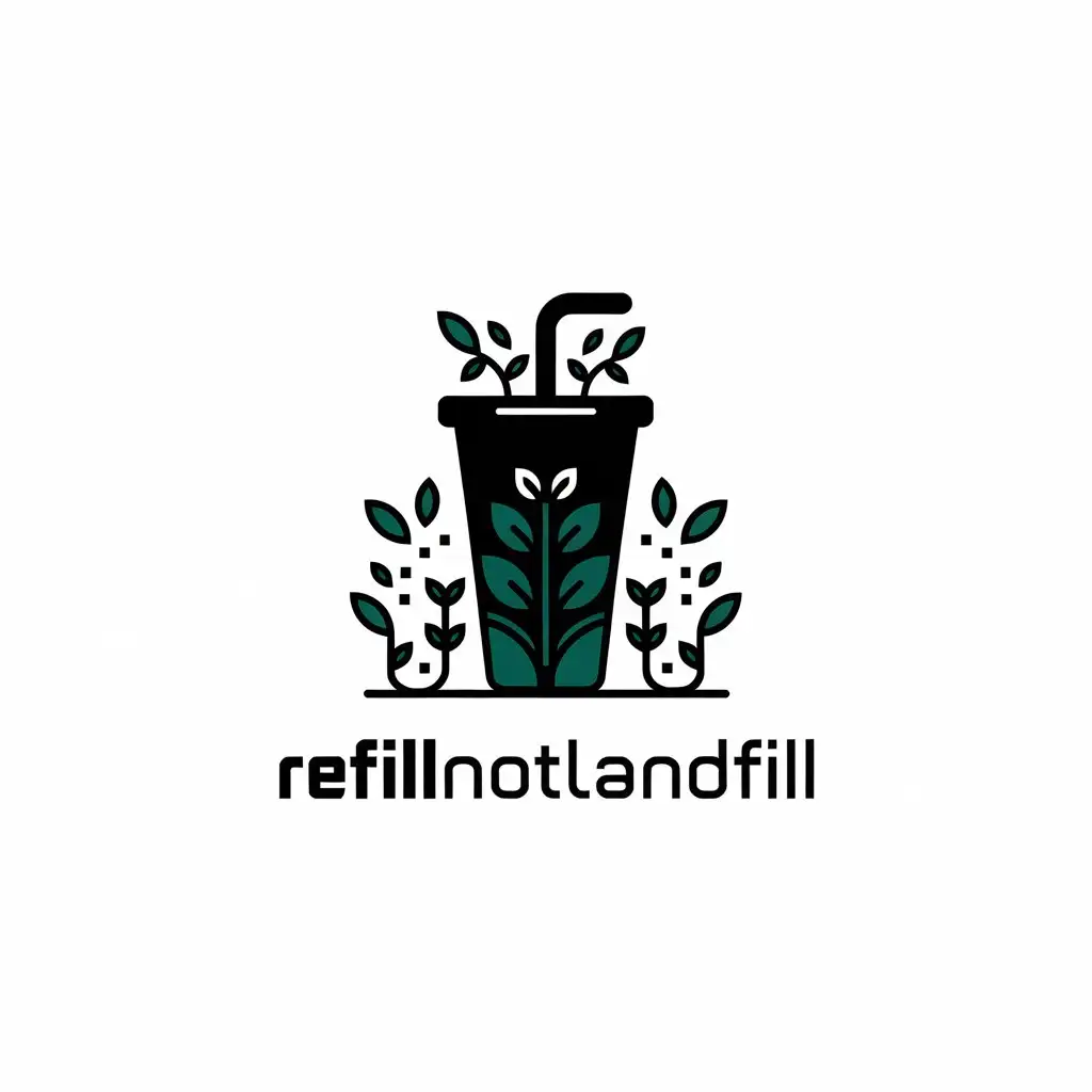 LOGO Design for RefillNotLandfill Tumbler with Plants Symbolizing Sustainability