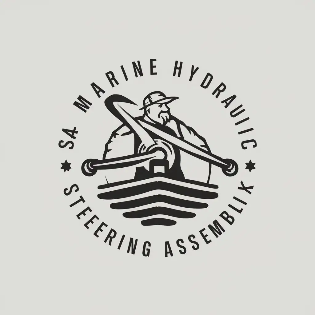 LOGO Design for S4 Marine Hydraulic Steering Assembly Minimalistic Design with Fisherman Turning Rudder