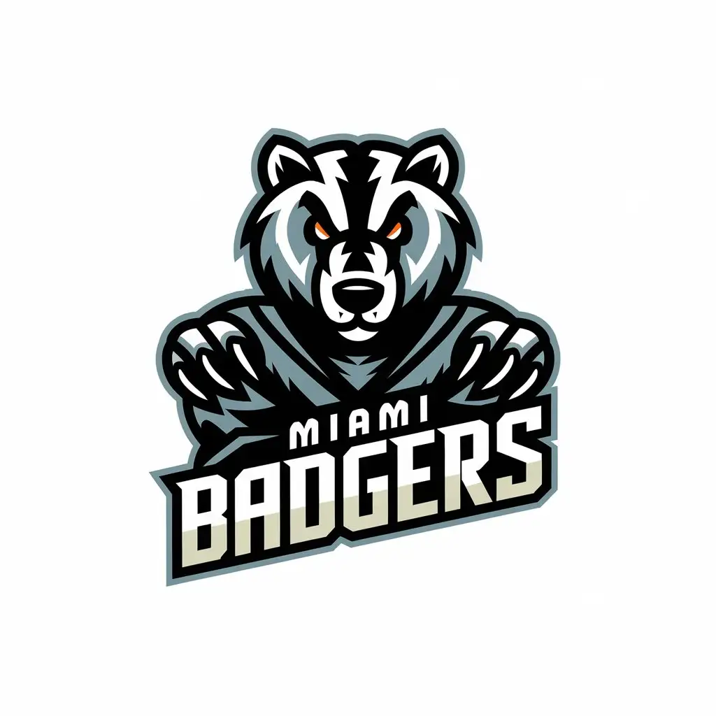 LOGO Design for Miami Badgers Hockey Team Bold Badger Icon on Clear Background