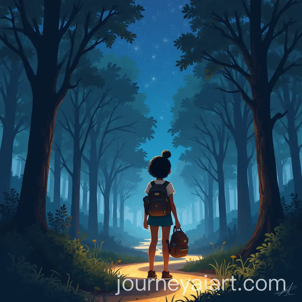 Curious-Girl-Exploring-Enchanted-Forest-at-Night