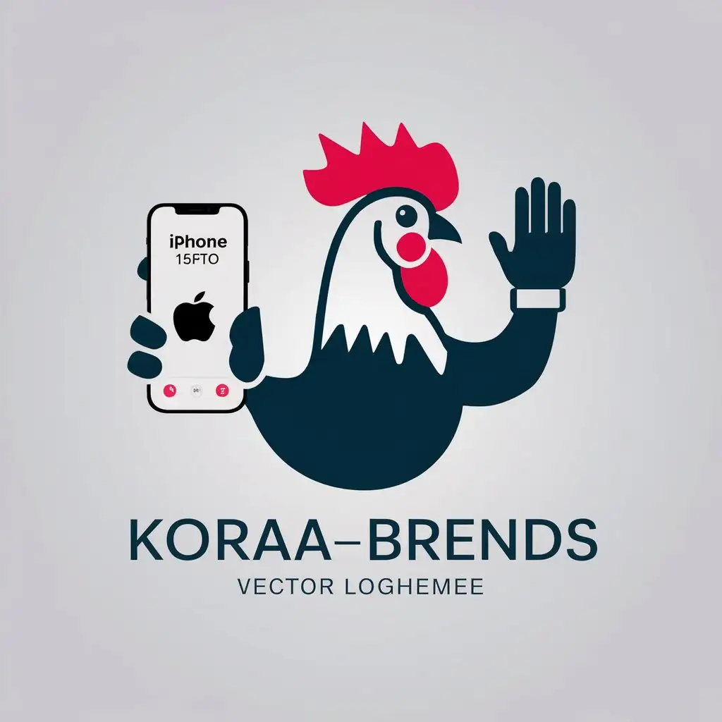 LOGO Design For KoraaBrends Minimalistic Rooster with Apple Watch and iPhone 15pto