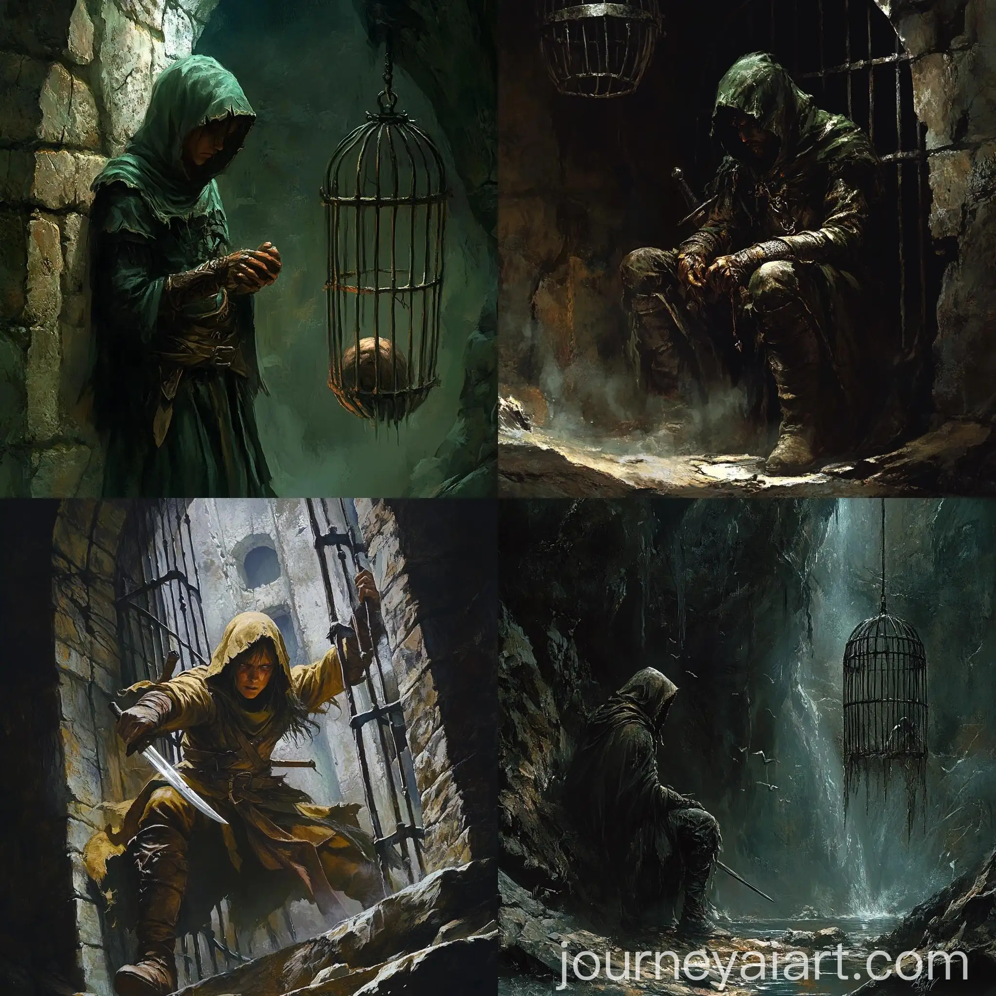 Fantasy-Hooded-Elf-Executes-Captive-in-Cave