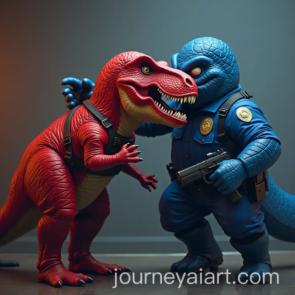 Red-TRex-Police-Officer-Capturing-Blue-TRex-Thief