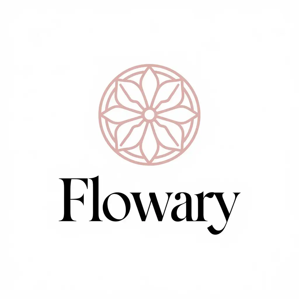 LOGO Design for Flowary Minimalist Pink Floral Windmill Emblem with Elegant Black Serif Text