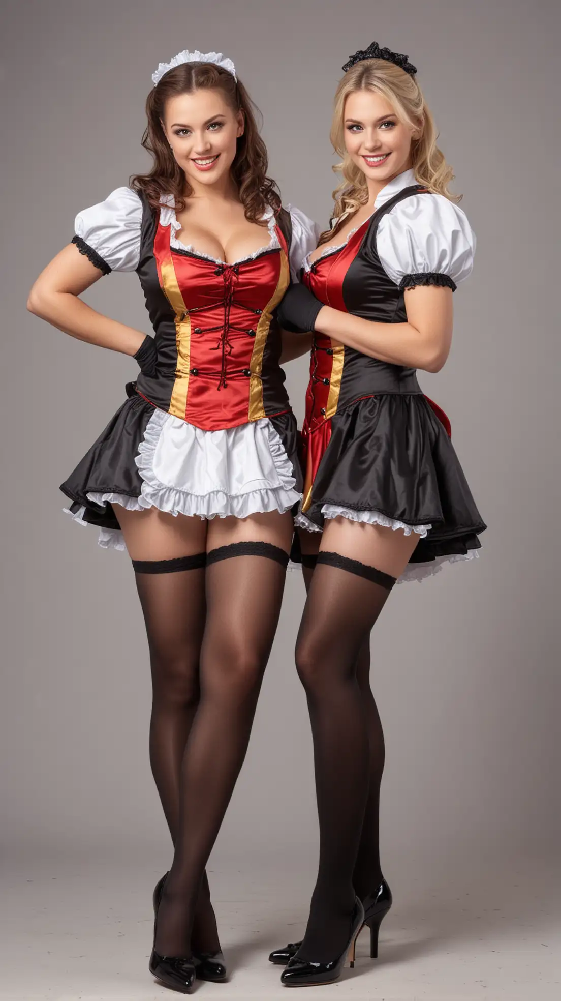 Attractive-Maids-Playfully-Posing-with-Feather-Dusters