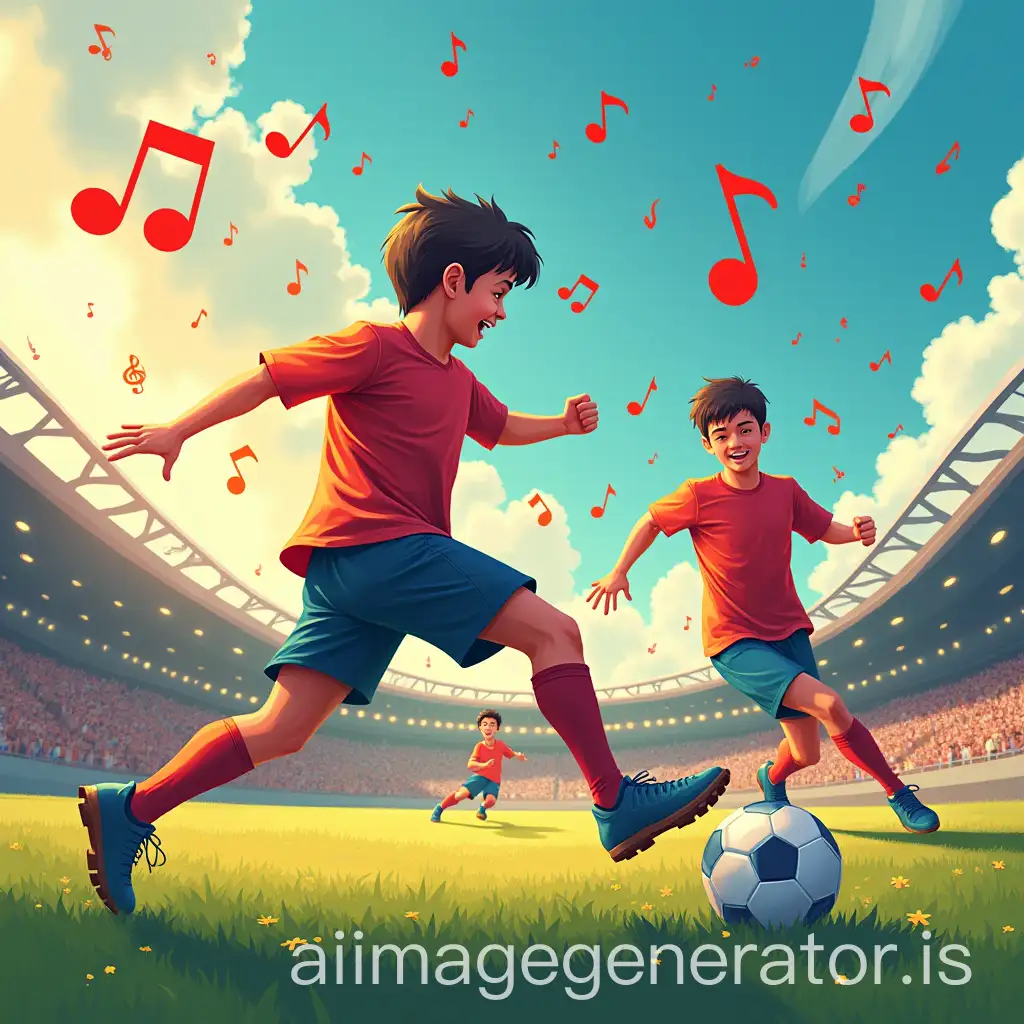 Vibrant Musical Extravaganza soccer competition with musical notes designed as a poster