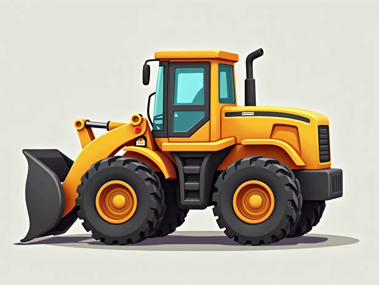 construction tractor, (left view), illustration, 2d game asset