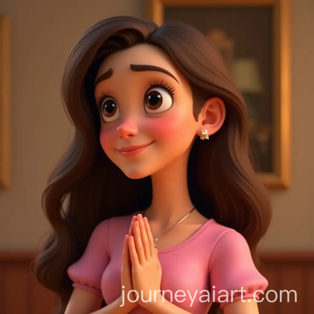 Woman-Praying-in-PixarDisney-Style-with-Expressive-Eyes-and-Pink-Dress