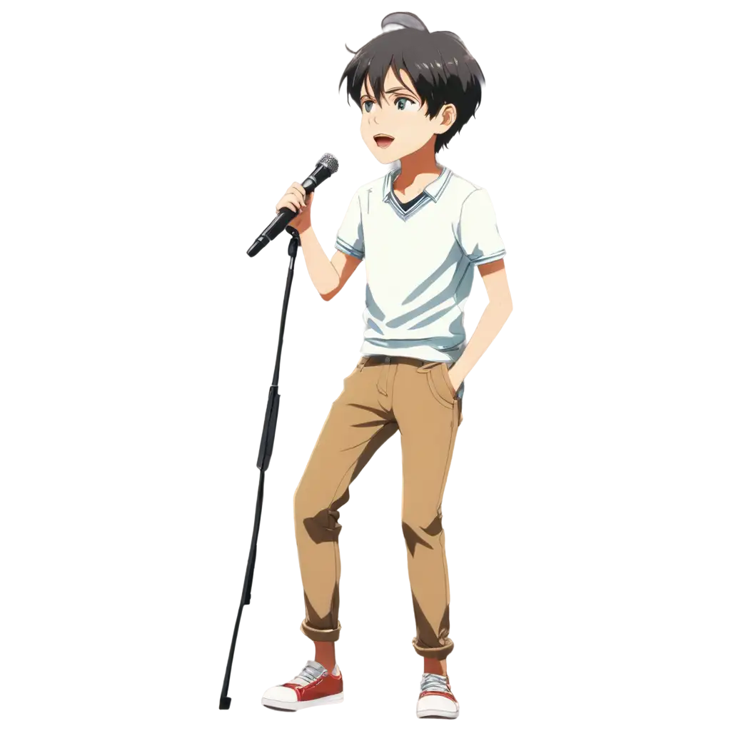 A boy singing in 2D anime