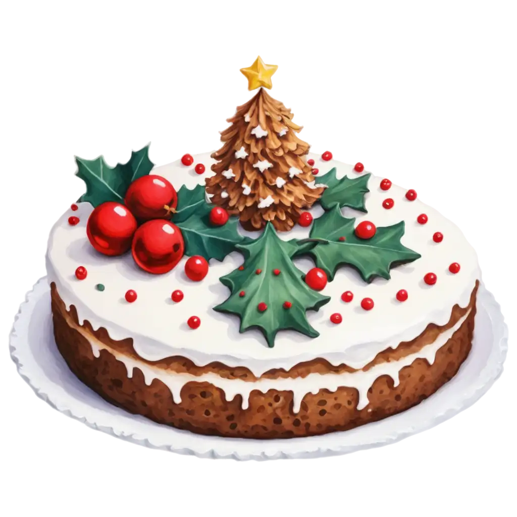 Christmas-Cake-PNG-Image-Perfect-for-Festive-Designs-and-Holiday-Projects