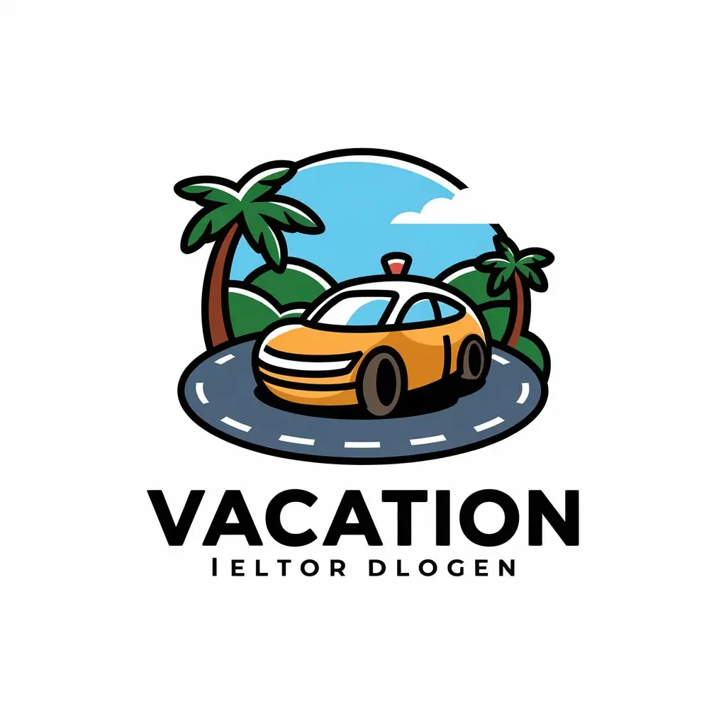 LOGO-Design-for-Vacation-SelfDriving-Car-on-Roundabout-Cartoon-Logo