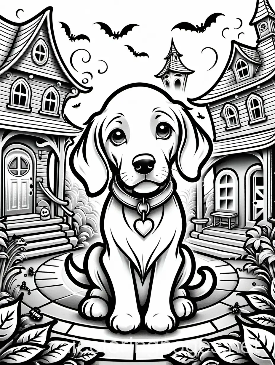 Whimsical-Beagle-Puppy-Ghost-Costume-Coloring-Page