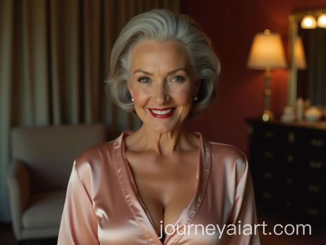 Elegant-69YearOld-Woman-in-Silk-Dressing-Gown-with-Romantic-Room-Setting