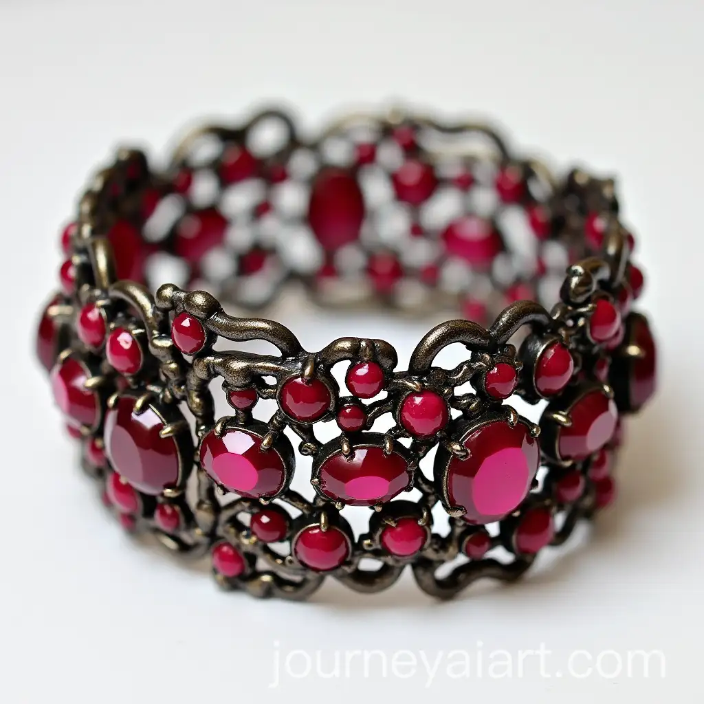 Antique-Japanese-Style-Bracelet-with-Intricate-Vines-and-Red-Rubies