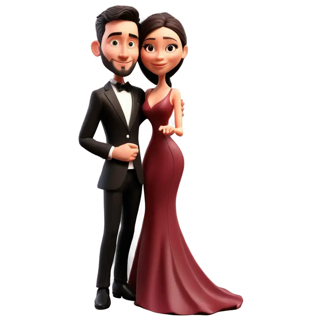 3D-Cartoon-Wedding-Caricature-PNG-Bride-and-Groom-Proposal-Scene