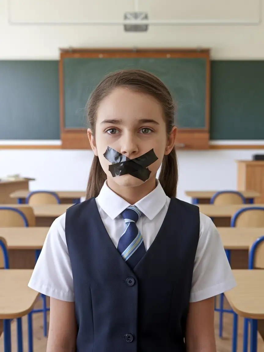 Funny-Girl-in-School-Class-with-Black-Tape-and-Fashionable-Style