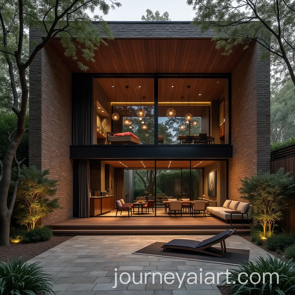 Modern-Indoor-and-Outdoor-Living-Space-Collage-with-Brick-and-Dark-Tones